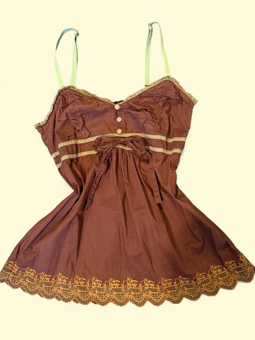 Forever 21 Brown Babydoll Cami Top Y2K Boho Size M